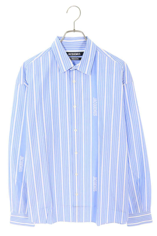 JACQUEMUS Cotton Striped Logo Long Sleeve Shirt Size M