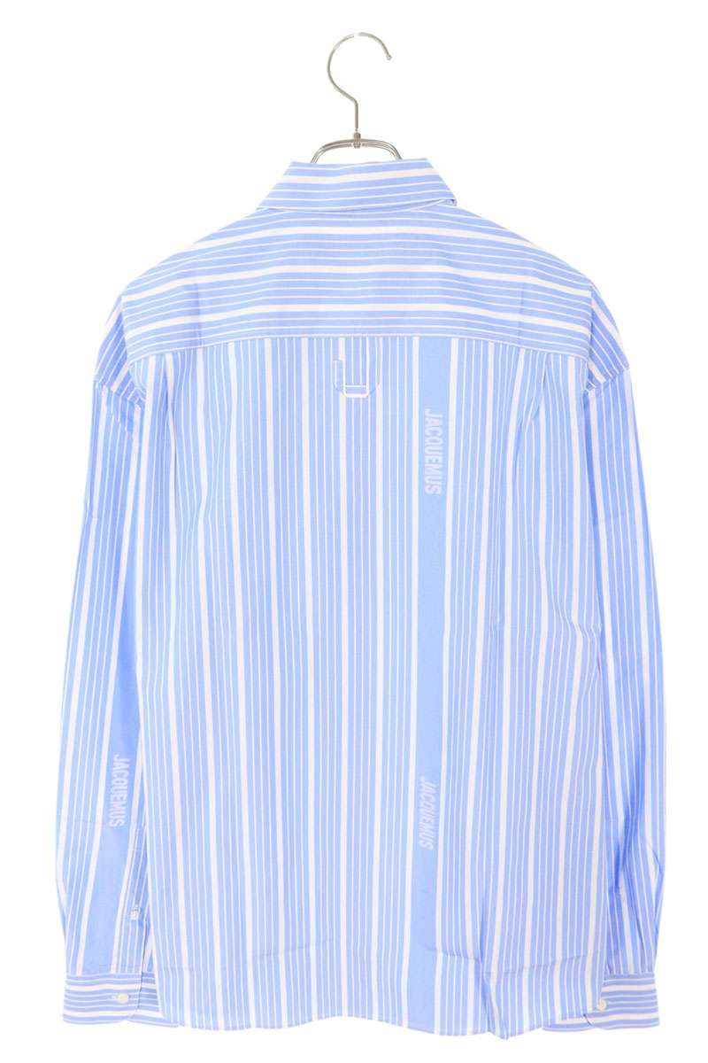 JACQUEMUS Cotton Striped Logo Long Sleeve Shirt Size M