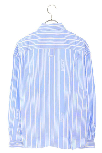 JACQUEMUS Cotton Striped Logo Long Sleeve Shirt Size M