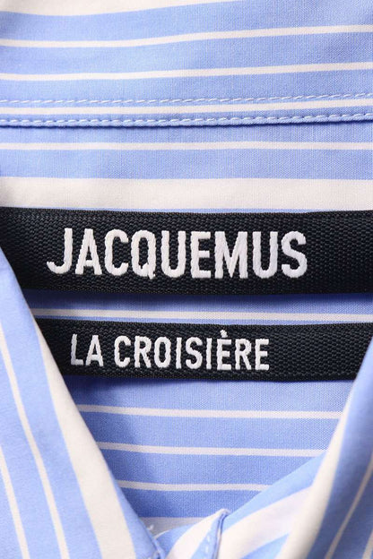 JACQUEMUS Cotton Striped Logo Long Sleeve Shirt Size M