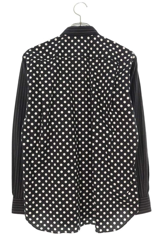 COMME des GARCONS SHIRT14SS Dot Pattern Stripe Gusset Shirt Black Size XS