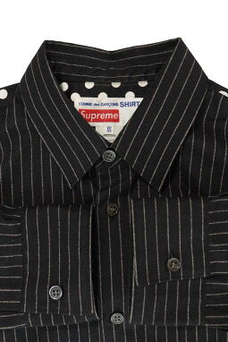Vintage Comme des Garcons Tops - COMME des GARCONS SHIRT14SS Dot Pattern Stripe Gusset Shirt Black Size XS - Authentic Archive