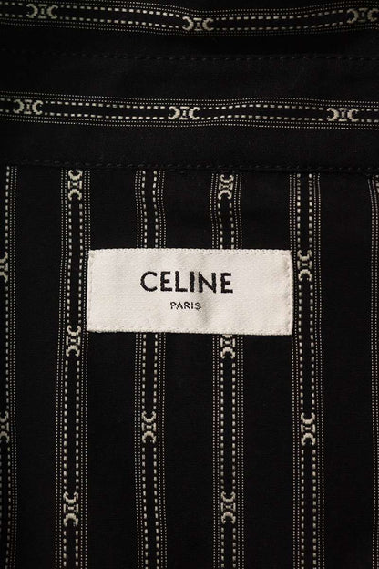 CELINE 25SS Black Cotton Triomphe Western Shirt Size L