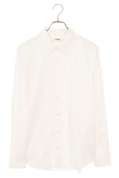 CELINE White Cotton Poplin Long Sleeve Shirt Size XXS