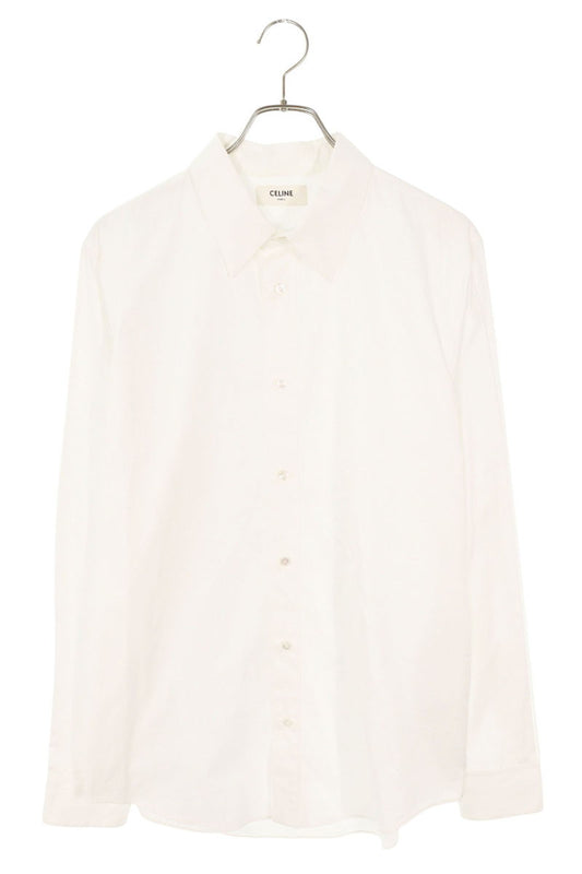 CELINE White Cotton Poplin Long Sleeve Shirt Size XXS