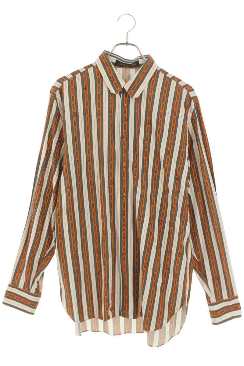 Louis Vuitton 19AW Chain Long Sleeve Shirt White x Orange Size M