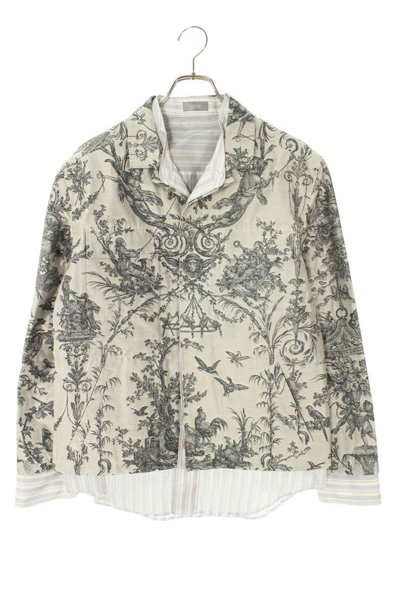 DIOR 19SS Toile de Jouy Stripe Layered Shirt Size S
