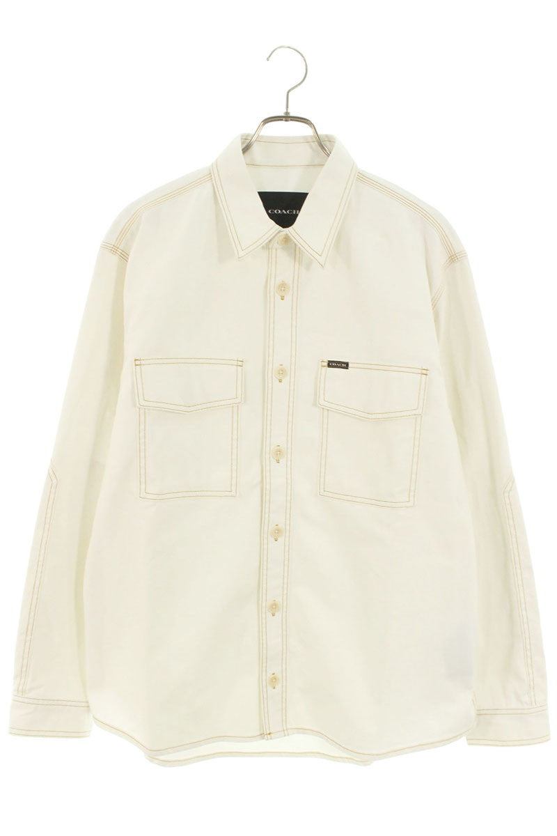 COACH White Denim Long Sleeve Shirt Size L