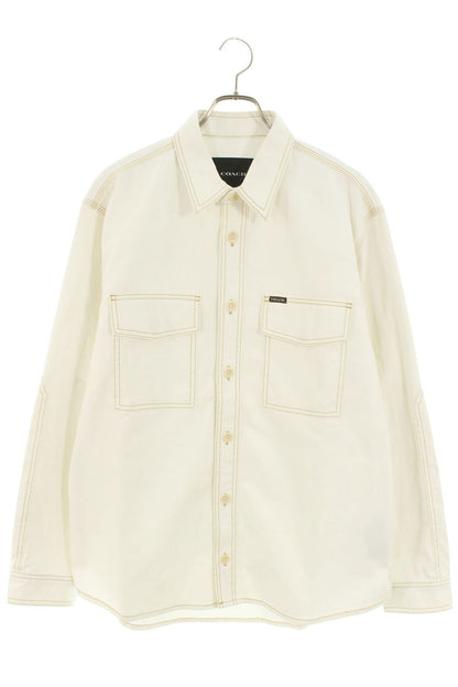 COACH White Denim Long Sleeve Shirt Size L
