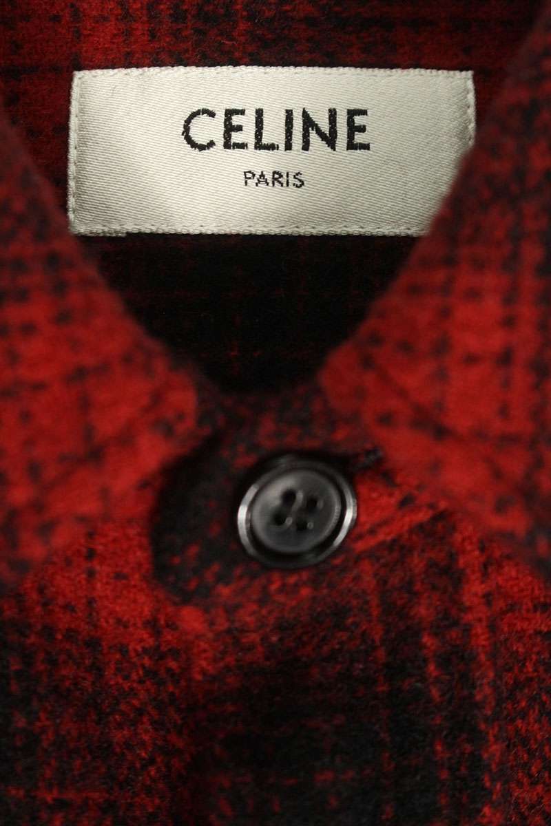 CELINE Red/Black Lumberjack Check Flannel Shirt Size XXL