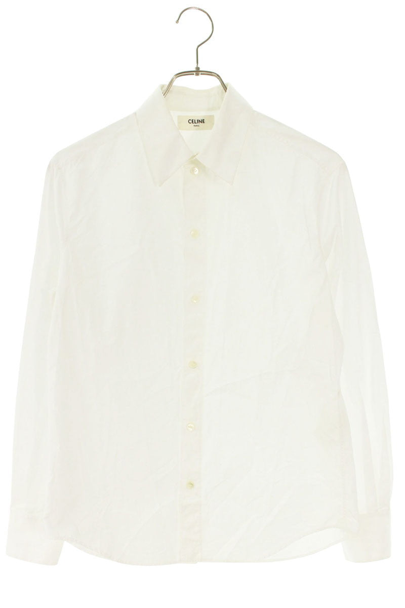 CELINE White Cotton Long Sleeve Shirt Size XL