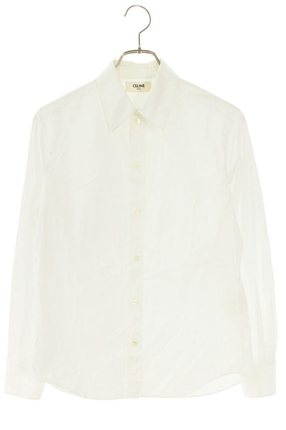 CELINE White Cotton Long Sleeve Shirt Size XL