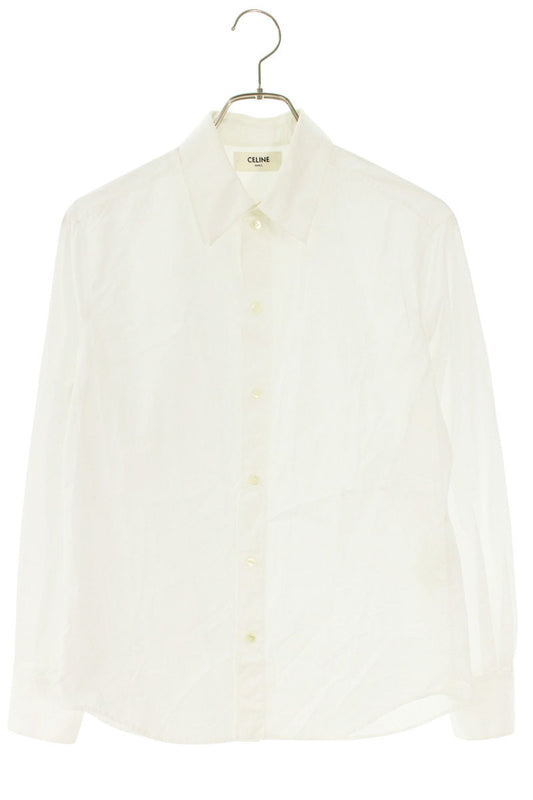 CELINE White Cotton Long Sleeve Shirt Size XL