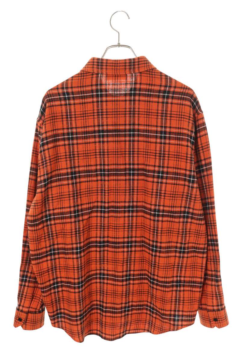 CELINE Orange Cotton Check Long Sleeve Shirt Size XXL