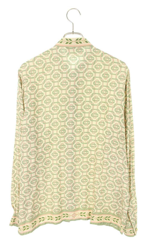 CASABLANCA Green All-Over Print Silk Shirt Size M