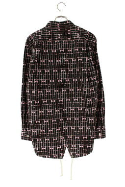 Vintage Comme des Garcons Tops - COMME des GARCONS HOMME DEUX 25SS Broadcloth Printed Shirt Black Pink Size L - Authentic Archive