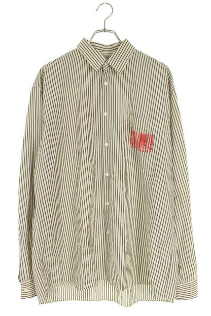 VTMNTS Barcode Logo Stripe Wool Silk Shirt Size M