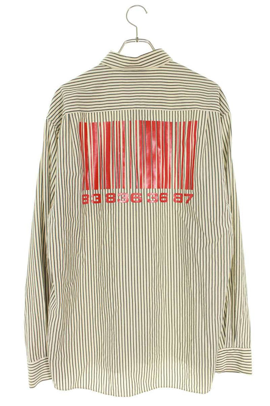 VTMNTS Barcode Logo Stripe Wool Silk Shirt Size M