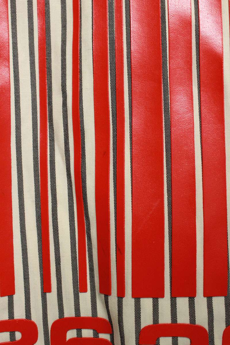 VTMNTS Barcode Logo Stripe Wool Silk Shirt Size M