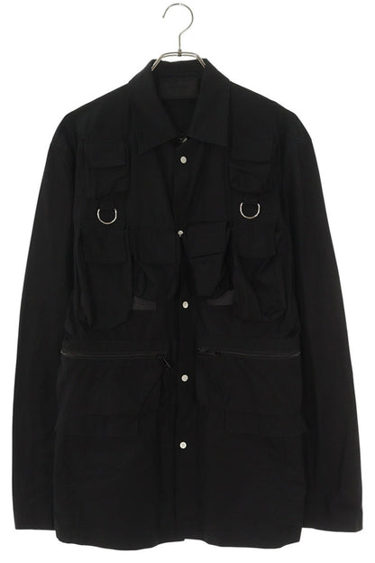 Prada Multi-pocket Cargo Long Sleeve Shirt (SS13) Black Size 46R