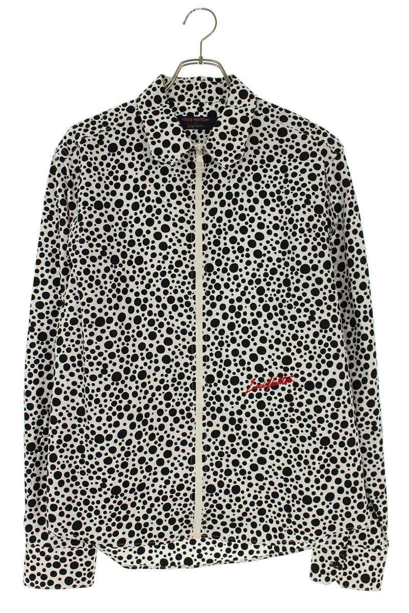 Louis Vuitton 23SS Zip Up Long Sleeve Shirt White x Black Size L