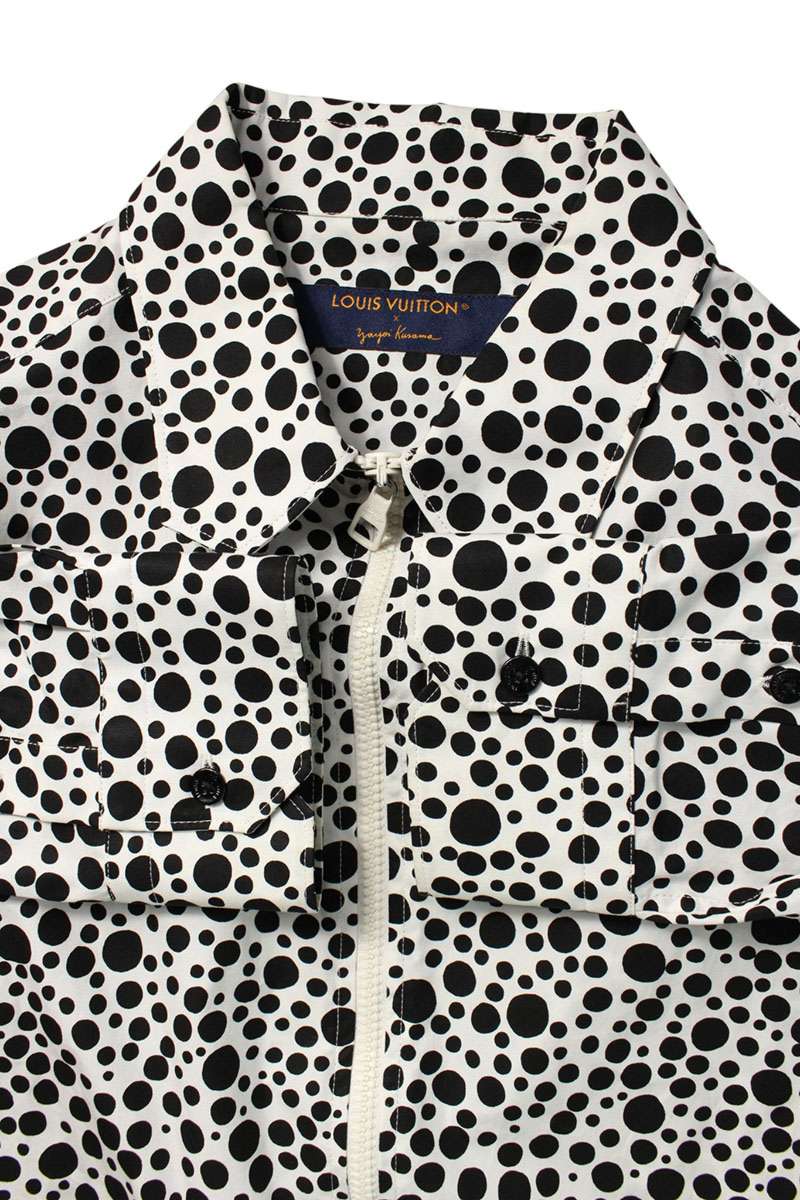 Louis Vuitton 23SS Zip Up Long Sleeve Shirt White x Black Size L