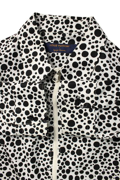 Louis Vuitton 23SS Zip Up Long Sleeve Shirt White x Black Size L