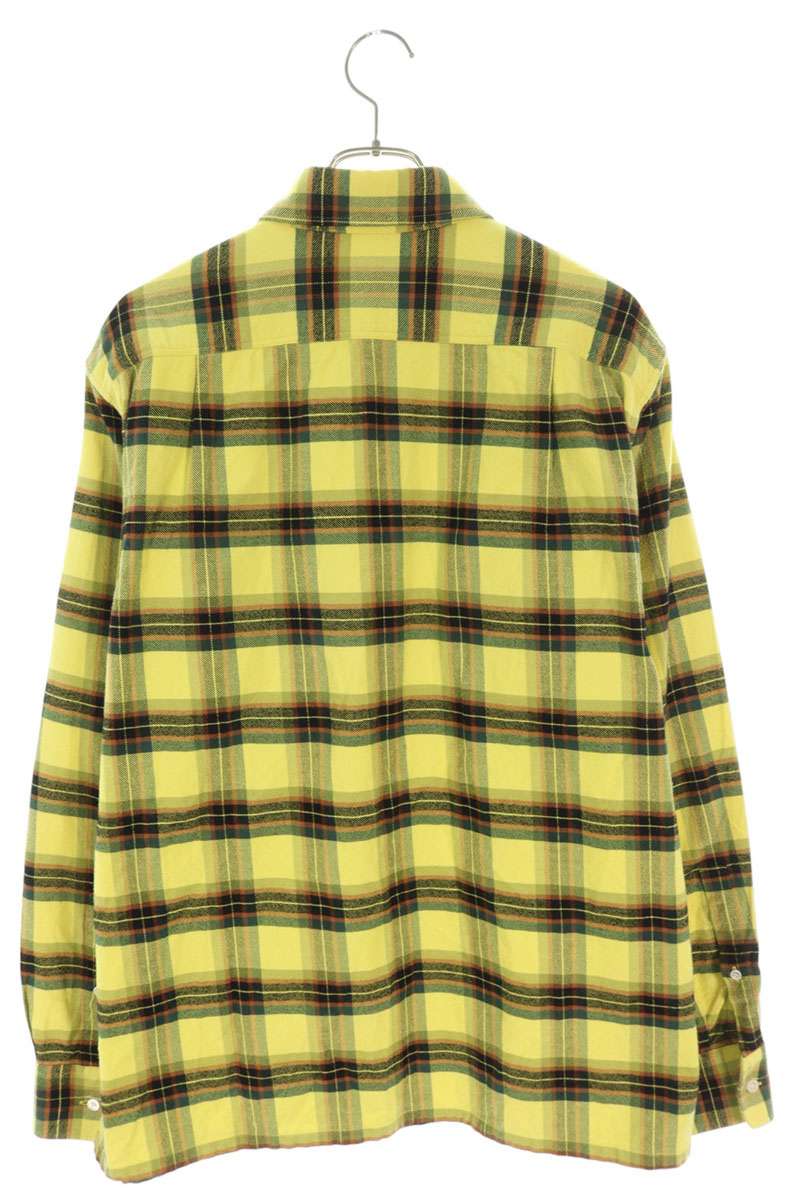 LOEWE Oversized Check Long Sleeve Shirt Yellow Cotton Size S