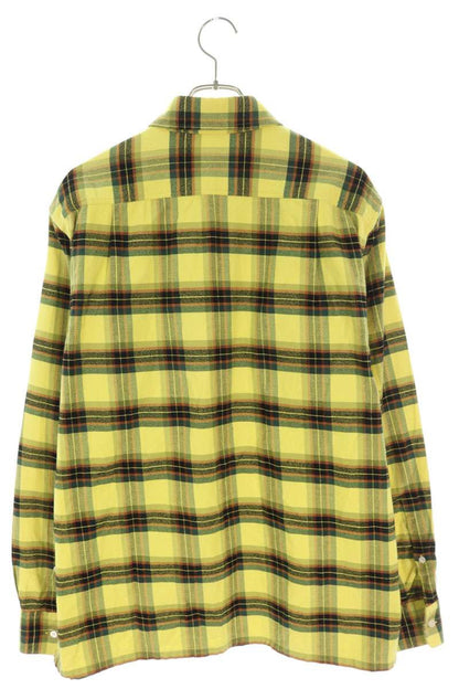 LOEWE Oversized Check Long Sleeve Shirt Yellow Cotton Size S