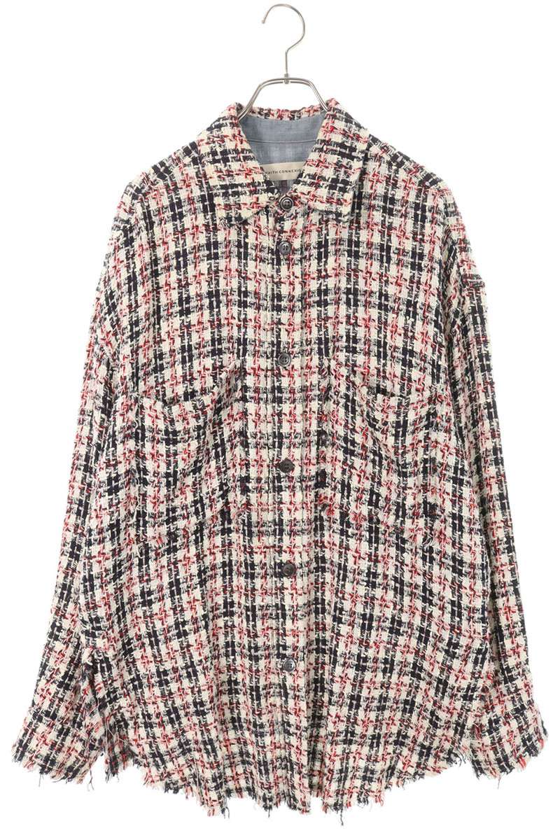 Faith Connexion Oversized Long Sleeve Shirt Red x White x Black Size M