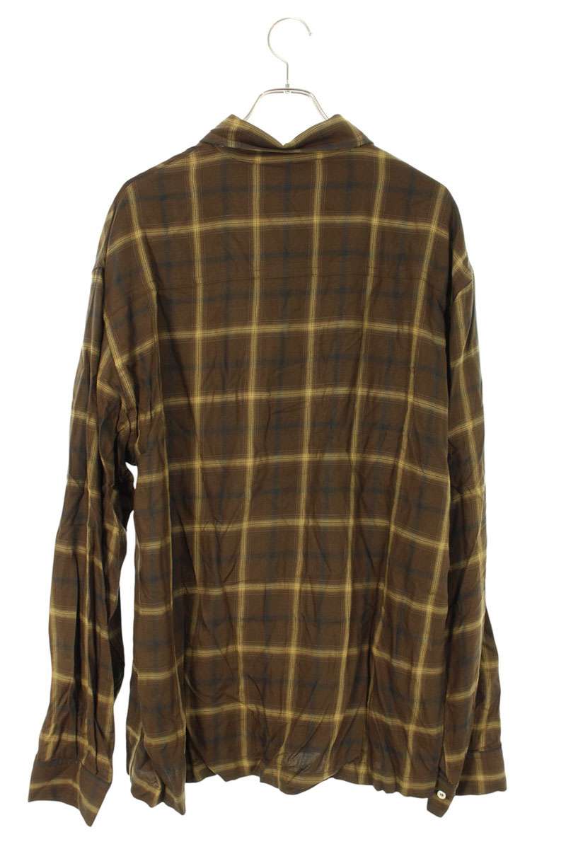 Palm Angels 23AW Logo Embroidered Long Sleeve Shirt Brown Size 50