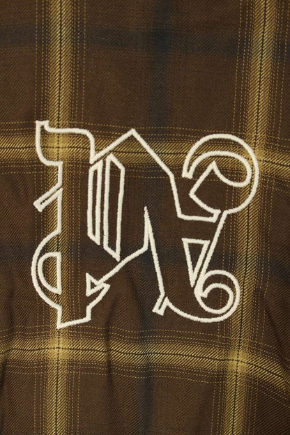 Palm Angels 23AW Logo Embroidered Long Sleeve Shirt Brown Size 50