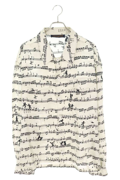 Louis Vuitton 23SS All-Over Print Silk Long Sleeve Shirt White Size XL