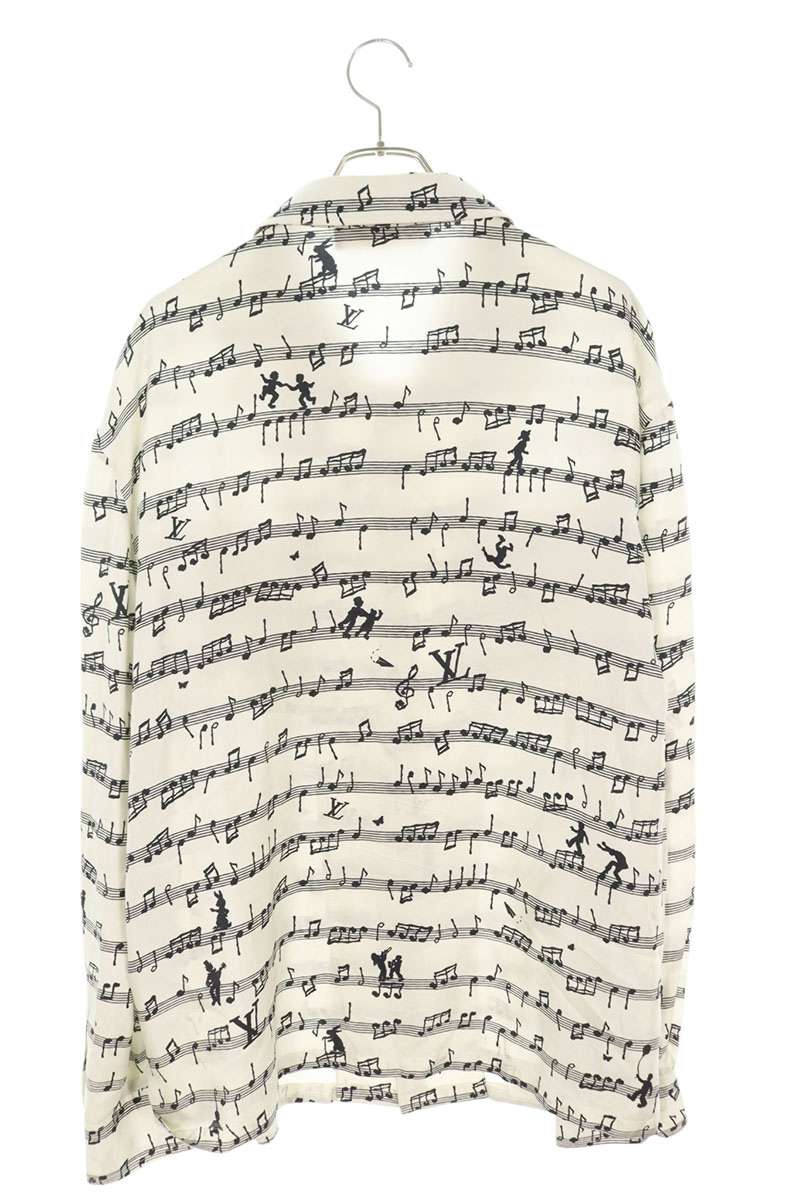 Louis Vuitton 23SS All-Over Print Silk Long Sleeve Shirt White Size XL