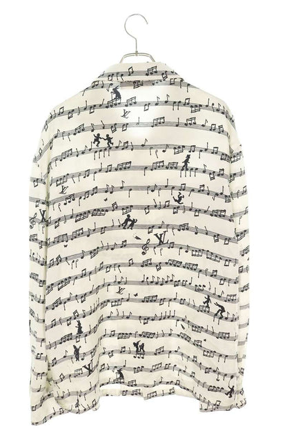 Louis Vuitton 23SS All-Over Print Silk Long Sleeve Shirt White Size XL