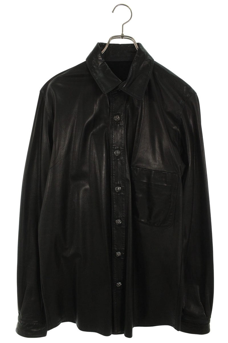 Chrome Hearts Cross Button Leather Long Sleeve Shirt Size L