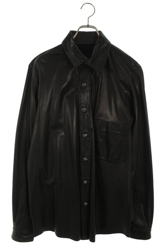 Chrome Hearts Cross Button Leather Long Sleeve Shirt Size L