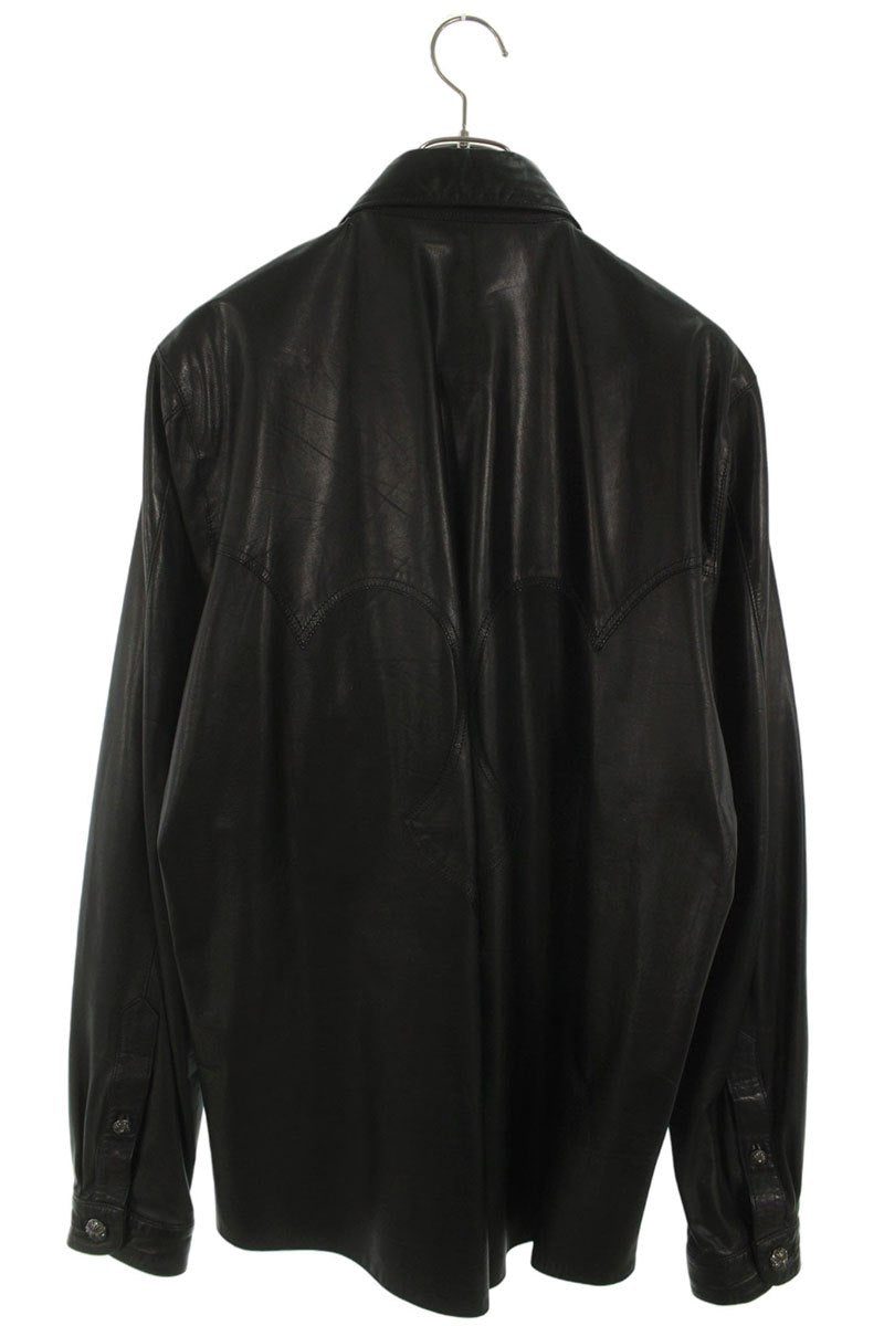 Chrome Hearts Cross Button Leather Long Sleeve Shirt Size L
