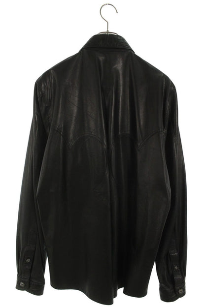 Chrome Hearts Cross Button Leather Long Sleeve Shirt Size L