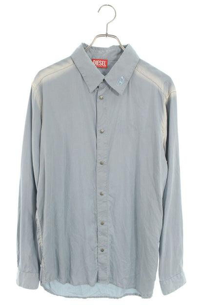 DIESEL Bleach Processed Long Sleeve Shirt Lyocell Blue Size S