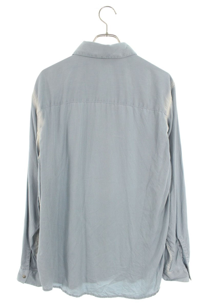 DIESEL Bleach Processed Long Sleeve Shirt Lyocell Blue Size S