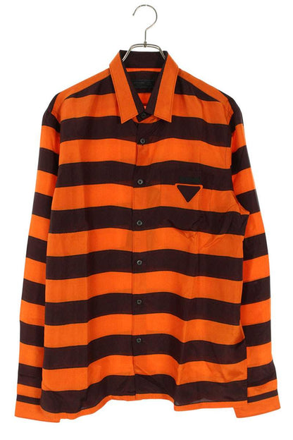 Prada Triangle Stripe Silk Long Sleeve Shirt Size XS