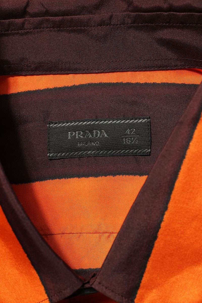 Prada Triangle Stripe Silk Long Sleeve Shirt Size XS
