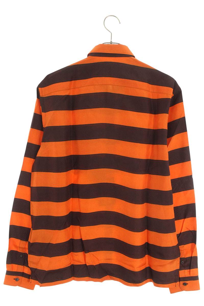 Prada Triangle Stripe Silk Long Sleeve Shirt Size S