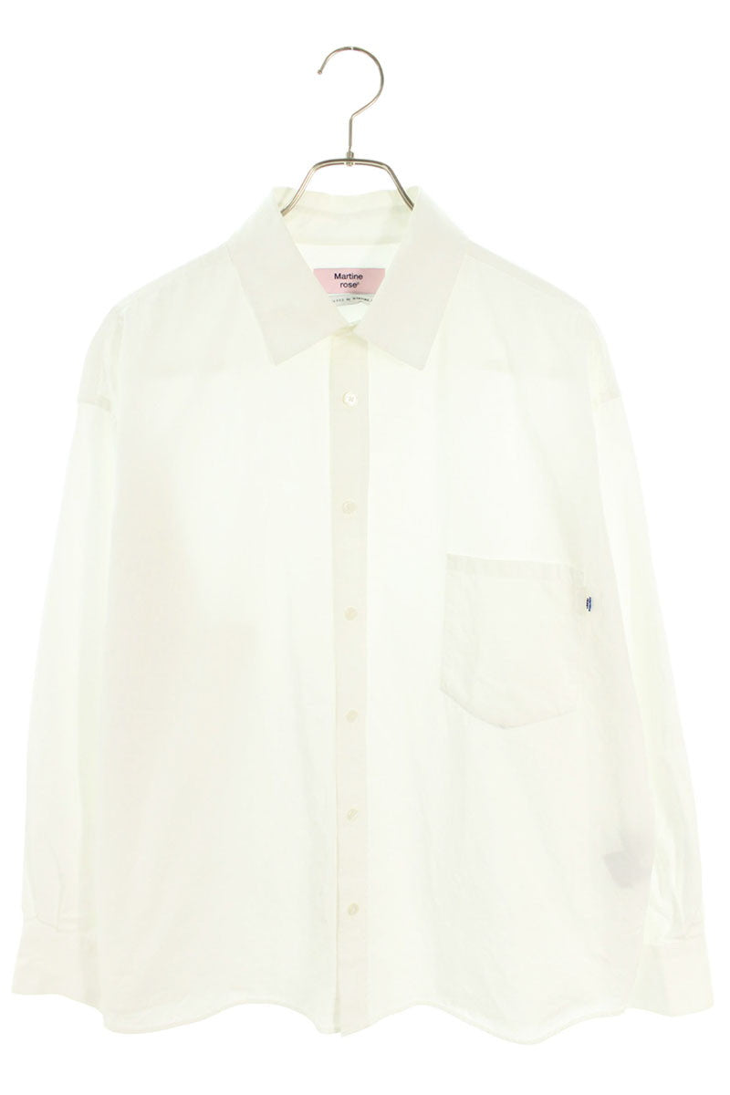 MARTIN ROSE Plain Long Sleeve Shirt White Cotton Size S
