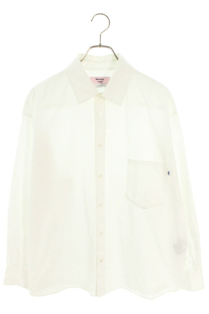MARTIN ROSE Plain Long Sleeve Shirt White Cotton Size S