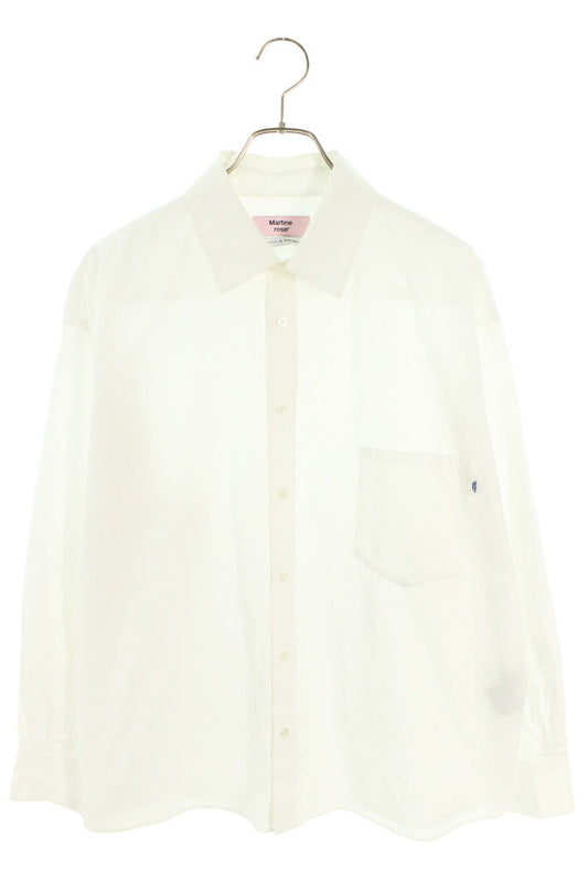 MARTIN ROSE Plain Long Sleeve Shirt White Cotton Size S