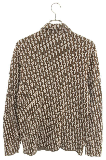 DIOR Oblique All-Over Pattern Cotton Long Sleeve Shirt Brown Size S