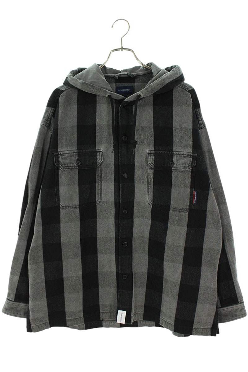 DESCENDANT Hooded Check Long Sleeve Shirt Multi Cotton Size L