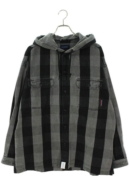 DESCENDANT Hooded Check Long Sleeve Shirt Multi Cotton Size L